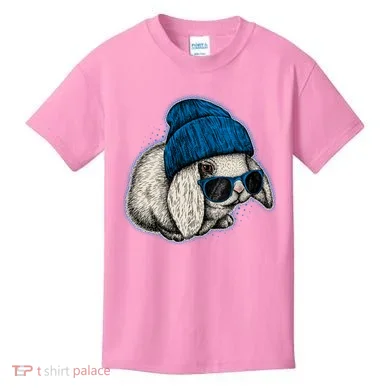 Cute Easter Cool Blue Bunny Rabbit Kids T-Shirt