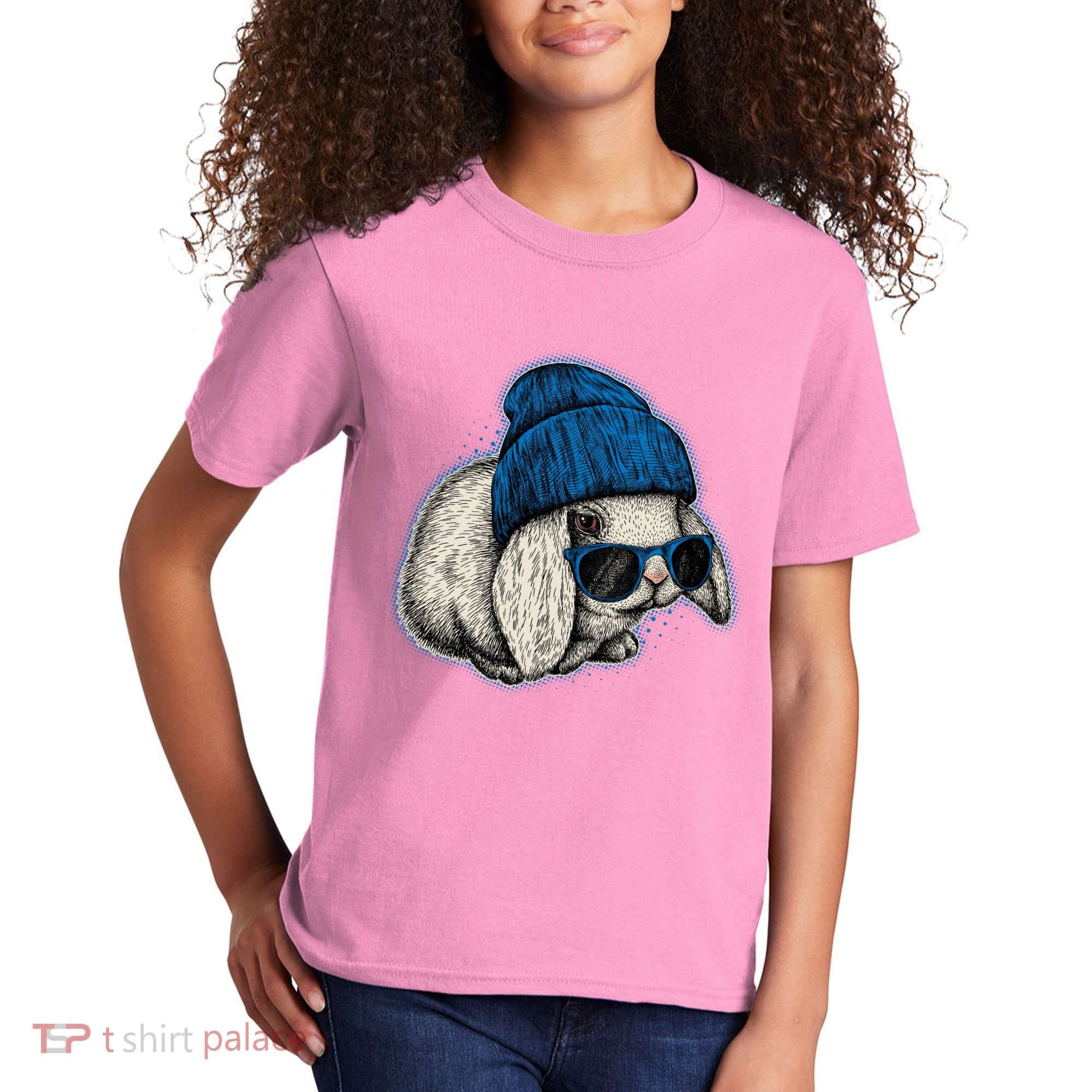 Cute Easter Cool Blue Bunny Rabbit Kids T-Shirt