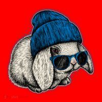 Cute Easter Cool Blue Bunny Rabbit Santa Hat thumb 1
