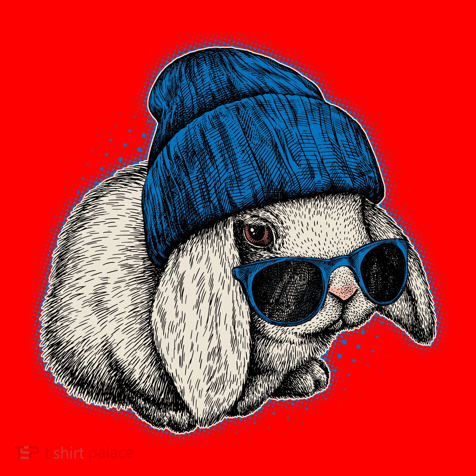 Cute Easter Cool Blue Bunny Rabbit Santa Hat