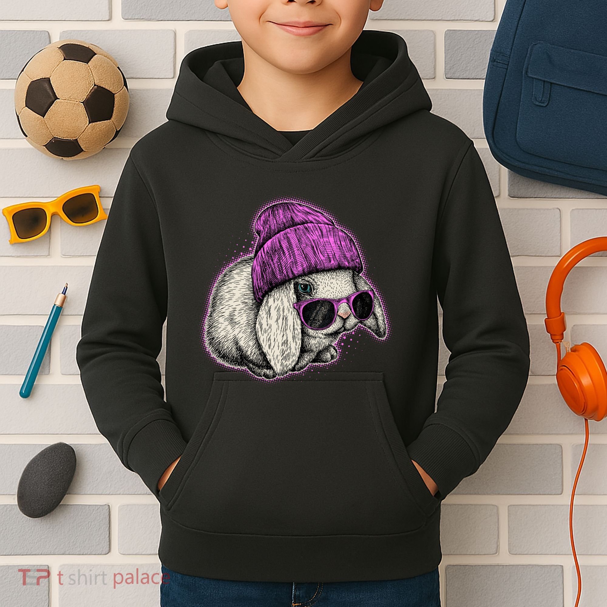 Cute Easter Cool Pink Bunny Rabbit Kids Hoodie