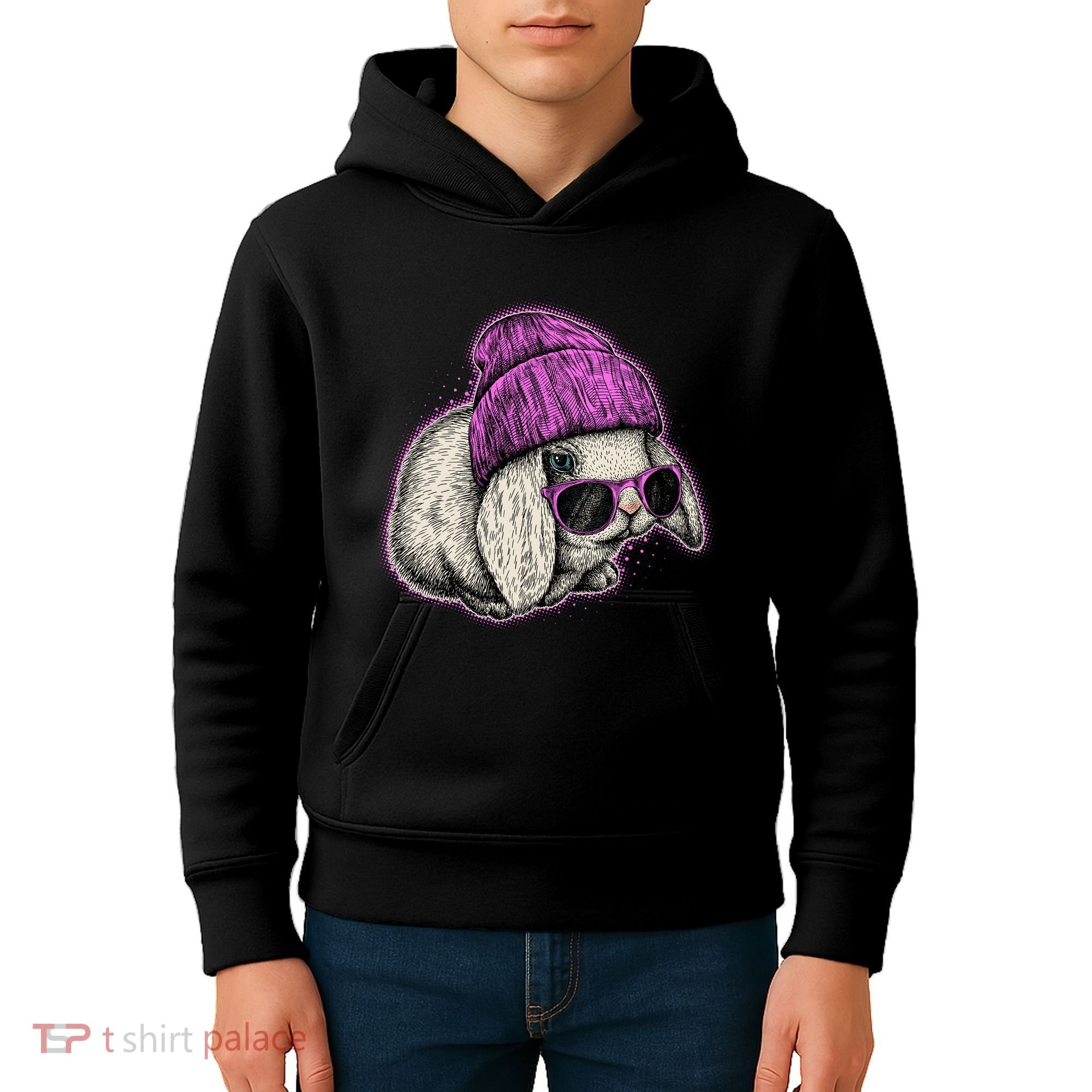 Cute Easter Cool Pink Bunny Rabbit Kids Hoodie
