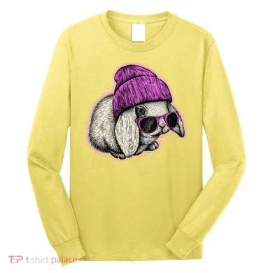 Cute Easter Cool Pink Bunny Rabbit Long Sleeve Shirt