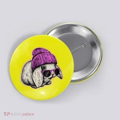Cute Easter Cool Pink Bunny Rabbit Button