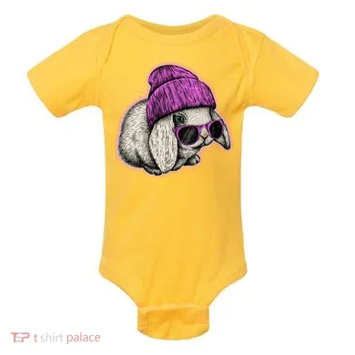 Cute Easter Cool Pink Bunny Rabbit Baby Bodysuit