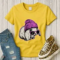 Cute Easter Cool Pink Bunny Rabbit Women's T-Shirt thumb 3