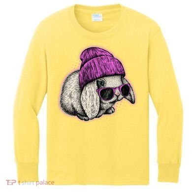 Cute Easter Cool Pink Bunny Rabbit Kids Long Sleeve Shirt