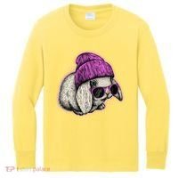 Cute Easter Cool Pink Bunny Rabbit Kids Long Sleeve Shirt thumb 0