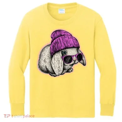 Cute Easter Cool Pink Bunny Rabbit Kids Long Sleeve Shirt