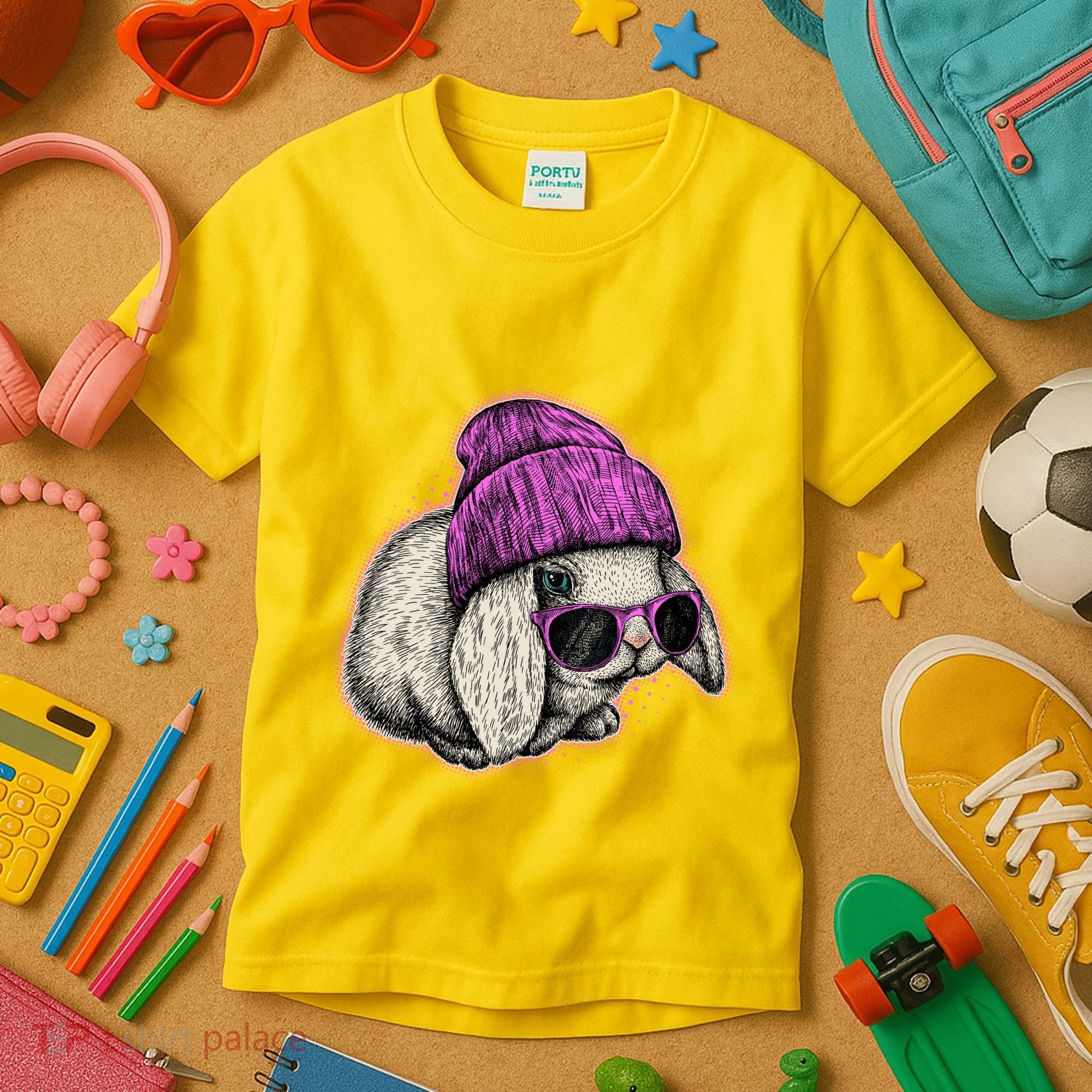 Cute Easter Cool Pink Bunny Rabbit Kids T-Shirt