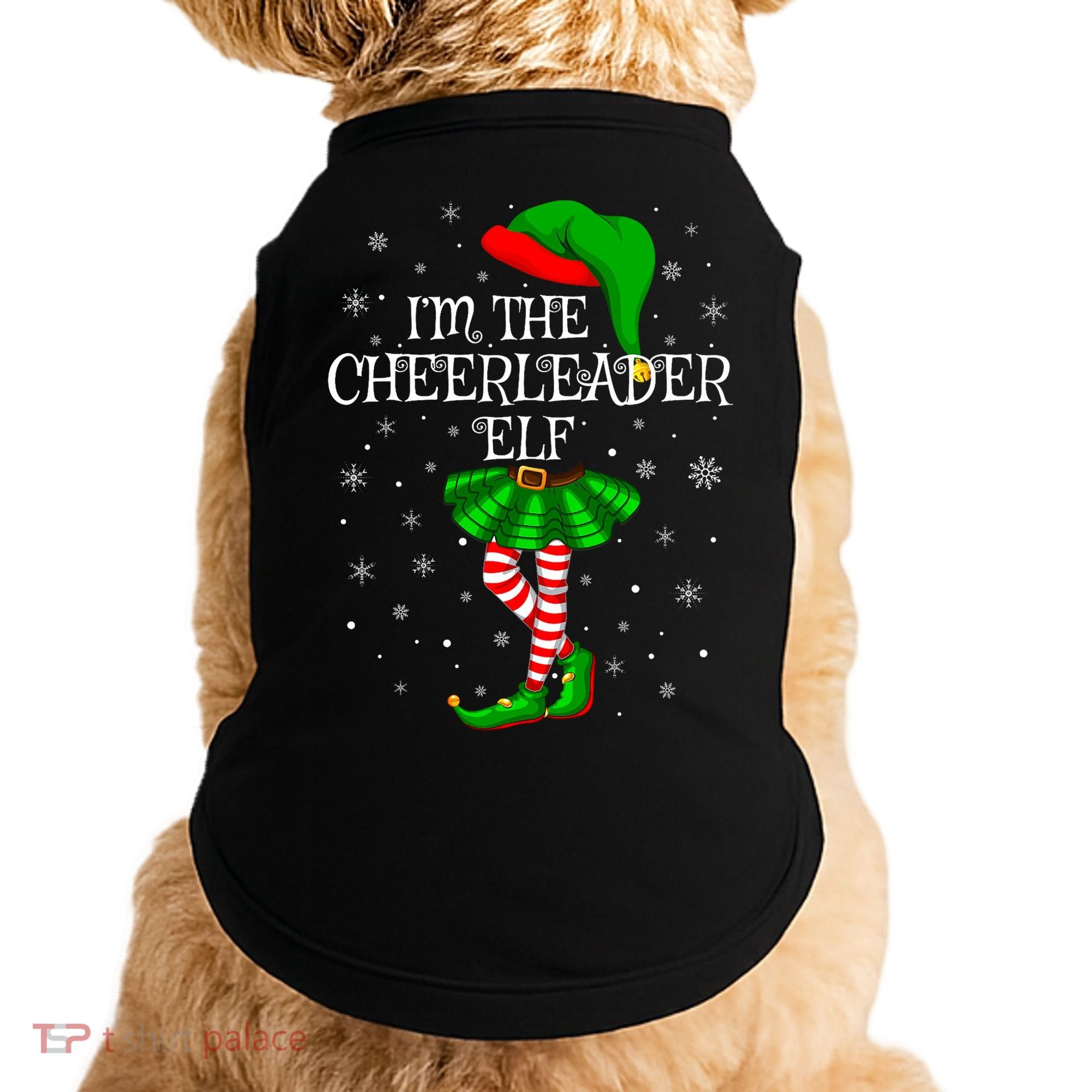 Cheerleader Elf Christmas Matching Family Elf Doggie Tank