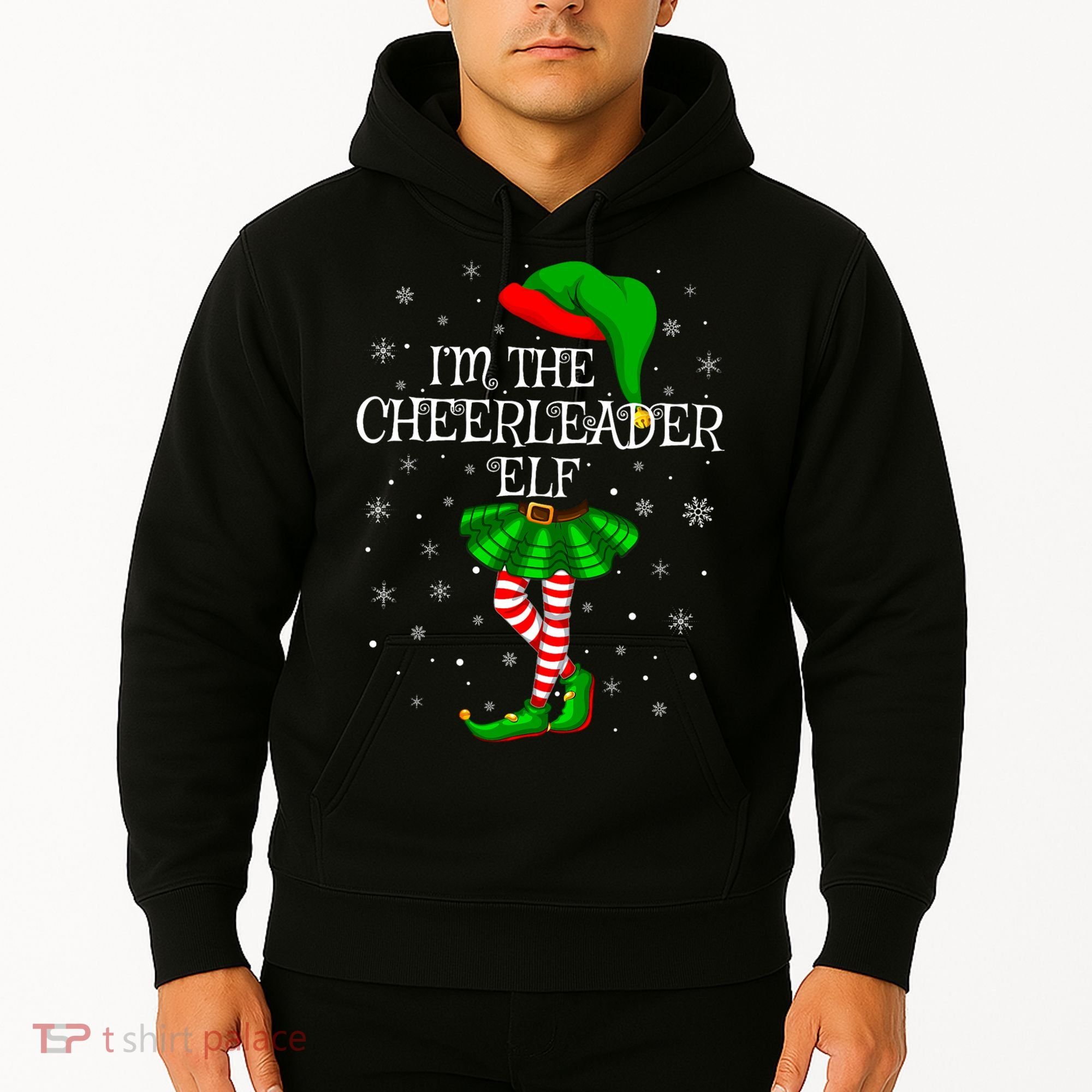 Cheerleader Elf Christmas Matching Family Elf Hoodie