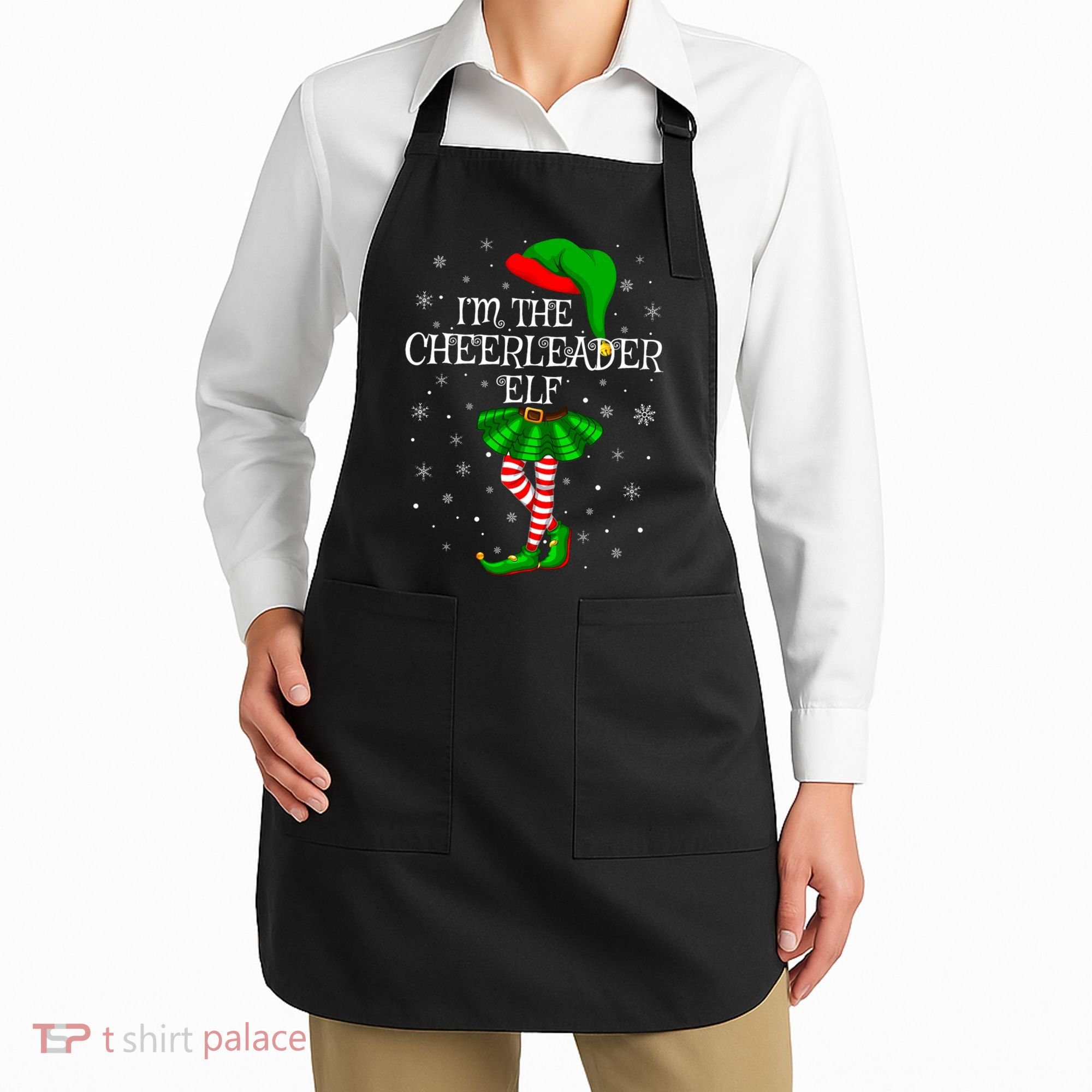 Cheerleader Elf Christmas Matching Family Elf Apron