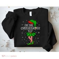 Cheerleader Elf Christmas Matching Family Elf Sweatshirt thumb 2