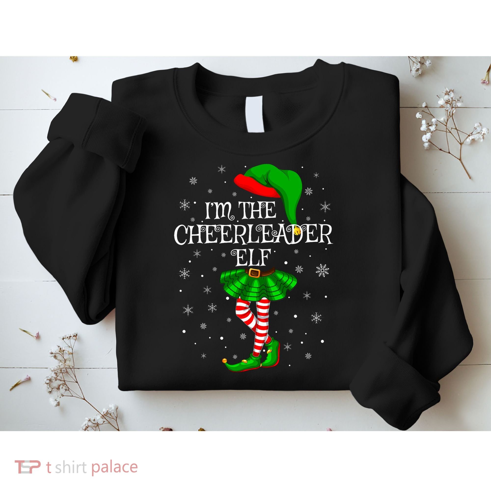 Cheerleader Elf Christmas Matching Family Elf Sweatshirt