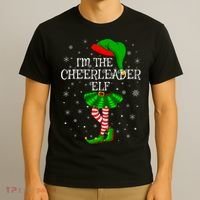 Cheerleader Elf Christmas Matching Family Elf T-Shirt thumb 3