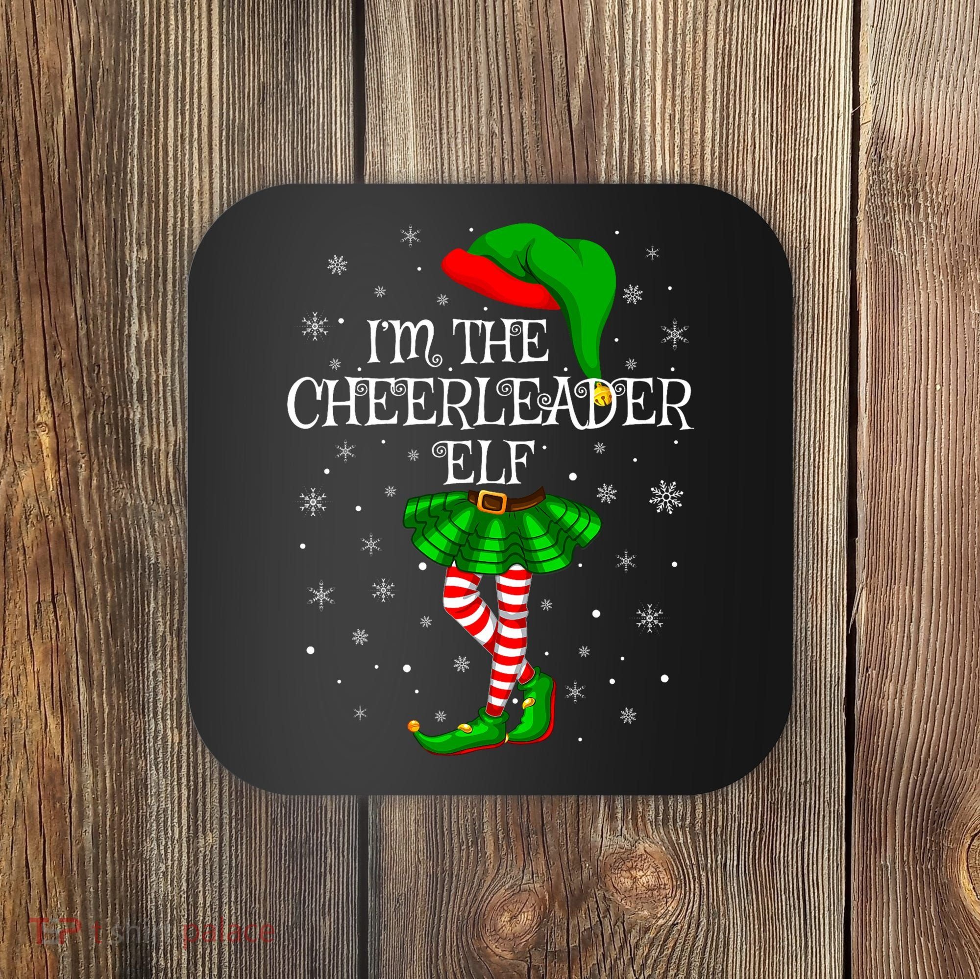 Cheerleader Elf Christmas Matching Family Elf Coaster