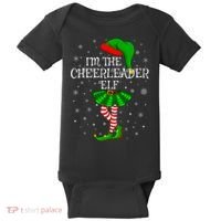 Cheerleader Elf Christmas Matching Family Elf Baby Bodysuit thumb 0