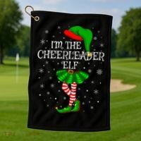 Cheerleader Elf Christmas Matching Family Elf Golf Towel thumb 1