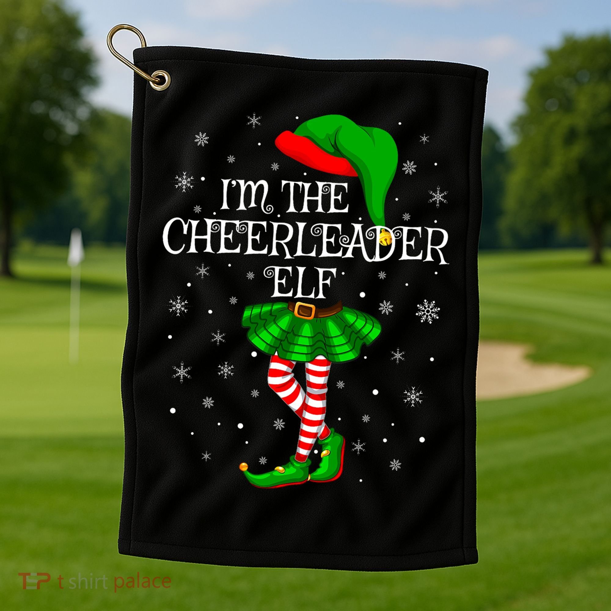 Cheerleader Elf Christmas Matching Family Elf Golf Towel