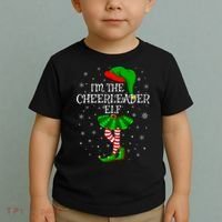 Cheerleader Elf Christmas Matching Family Elf Toddler T-Shirt thumb 2
