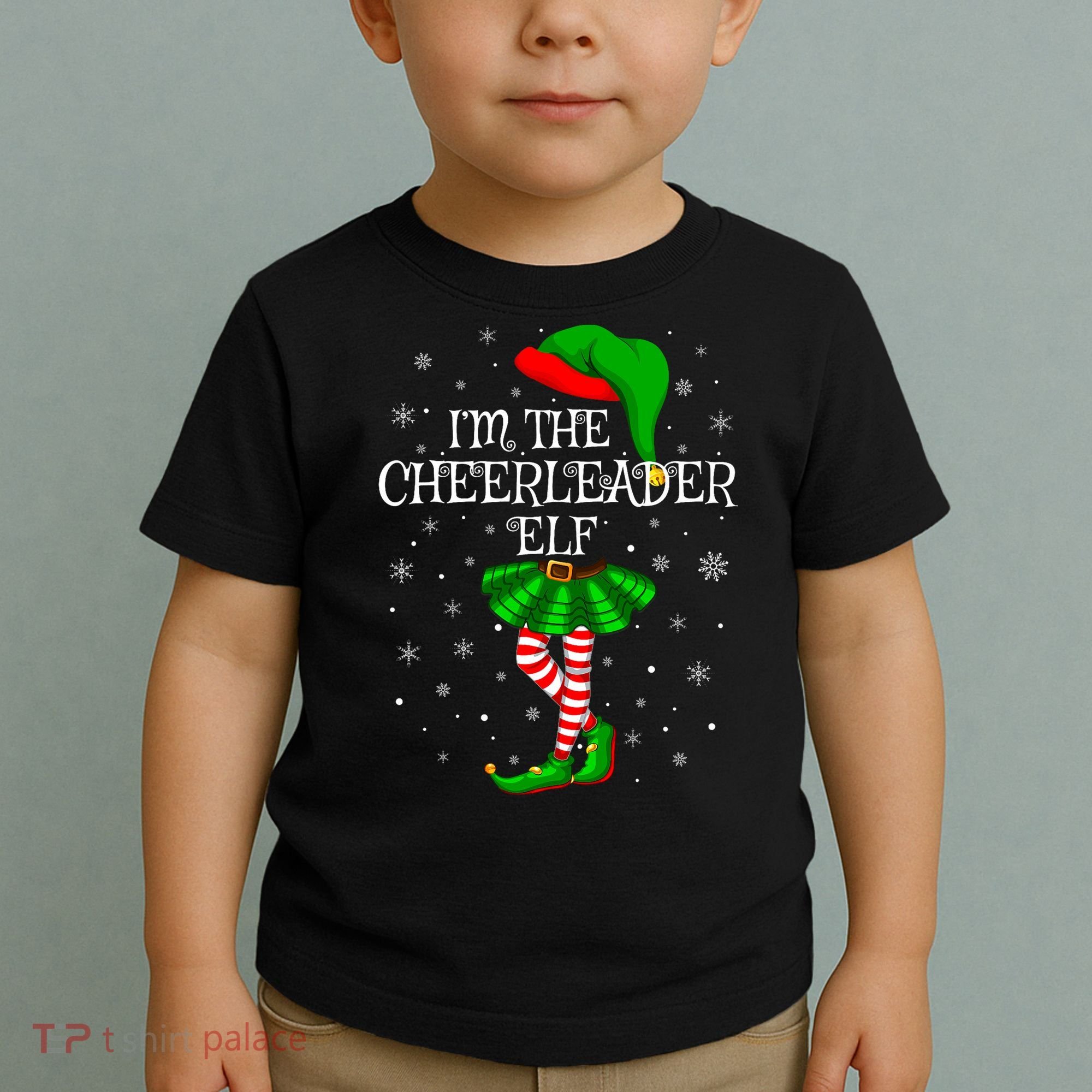 Cheerleader Elf Christmas Matching Family Elf Toddler T-Shirt
