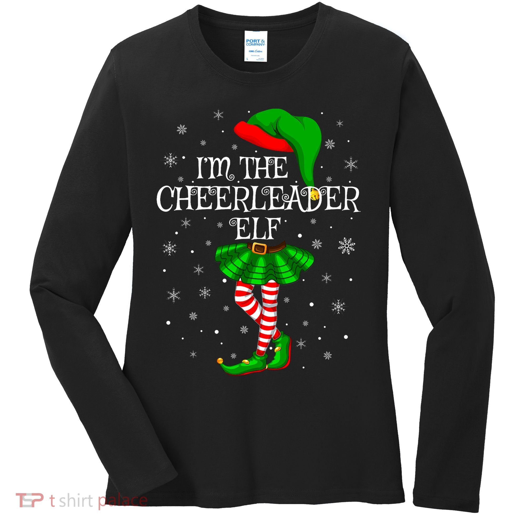Cheerleader Elf Christmas Matching Family Elf Women's Long Sleeve Shirt