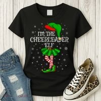 Cheerleader Elf Christmas Matching Family Elf Women's T-Shirt thumb 3