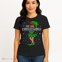 Cheerleader Elf Christmas Matching Family Elf Women's T-Shirt thumb 4