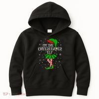 Cheerleader Elf Christmas Matching Family Elf Kids Hoodie thumb 0