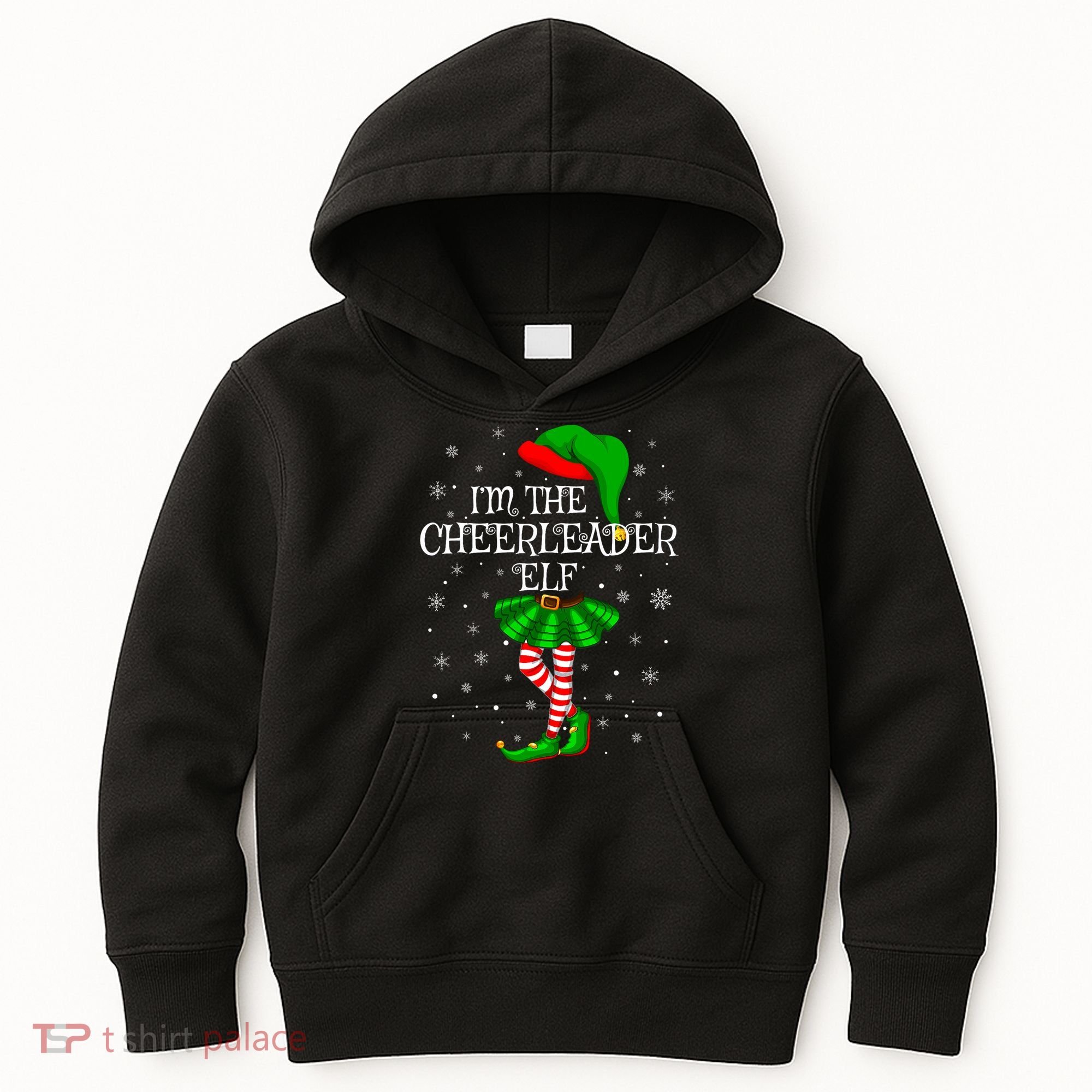 Cheerleader Elf Christmas Matching Family Elf Kids Hoodie