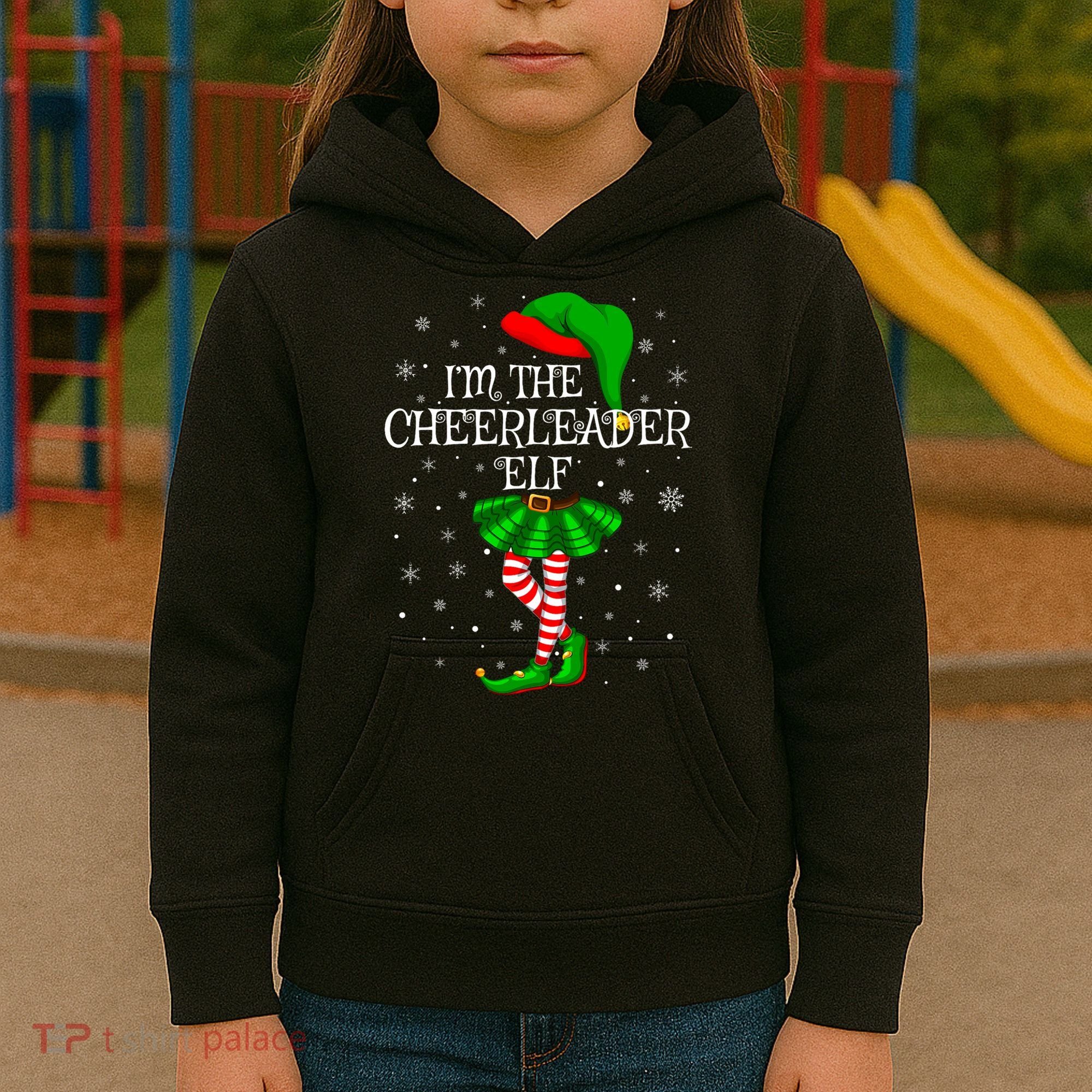 Cheerleader Elf Christmas Matching Family Elf Kids Hoodie