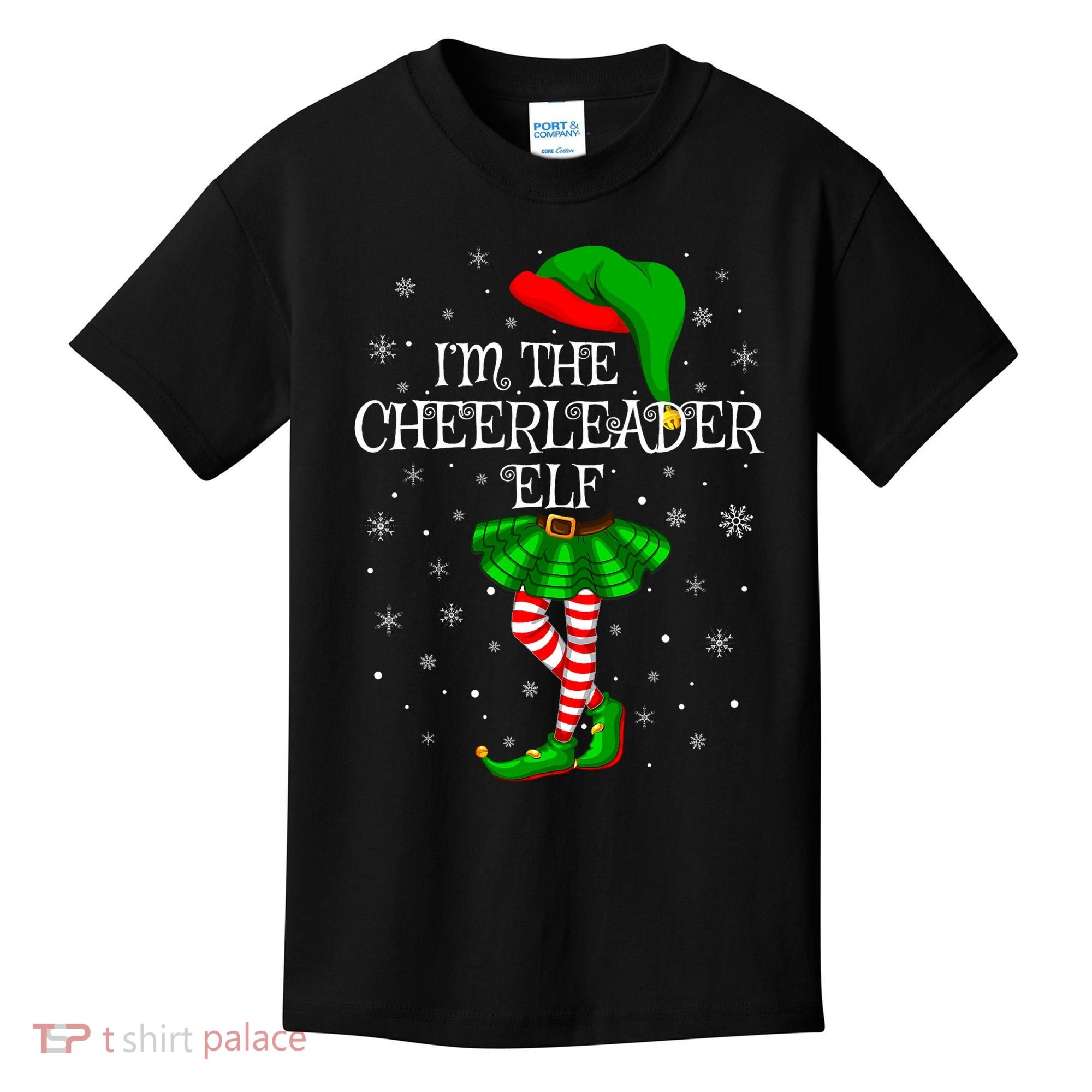 Cheerleader Elf Christmas Matching Family Elf Kids T-Shirt