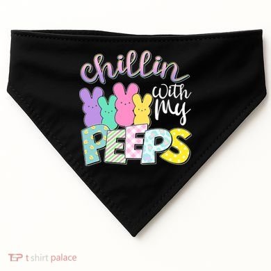 Cute Easter Chillin With My Peeps Candy Bunnies USA-Made Doggie Bandana