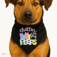 Cute Easter Chillin With My Peeps Candy Bunnies USA-Made Doggie Bandana thumb 1