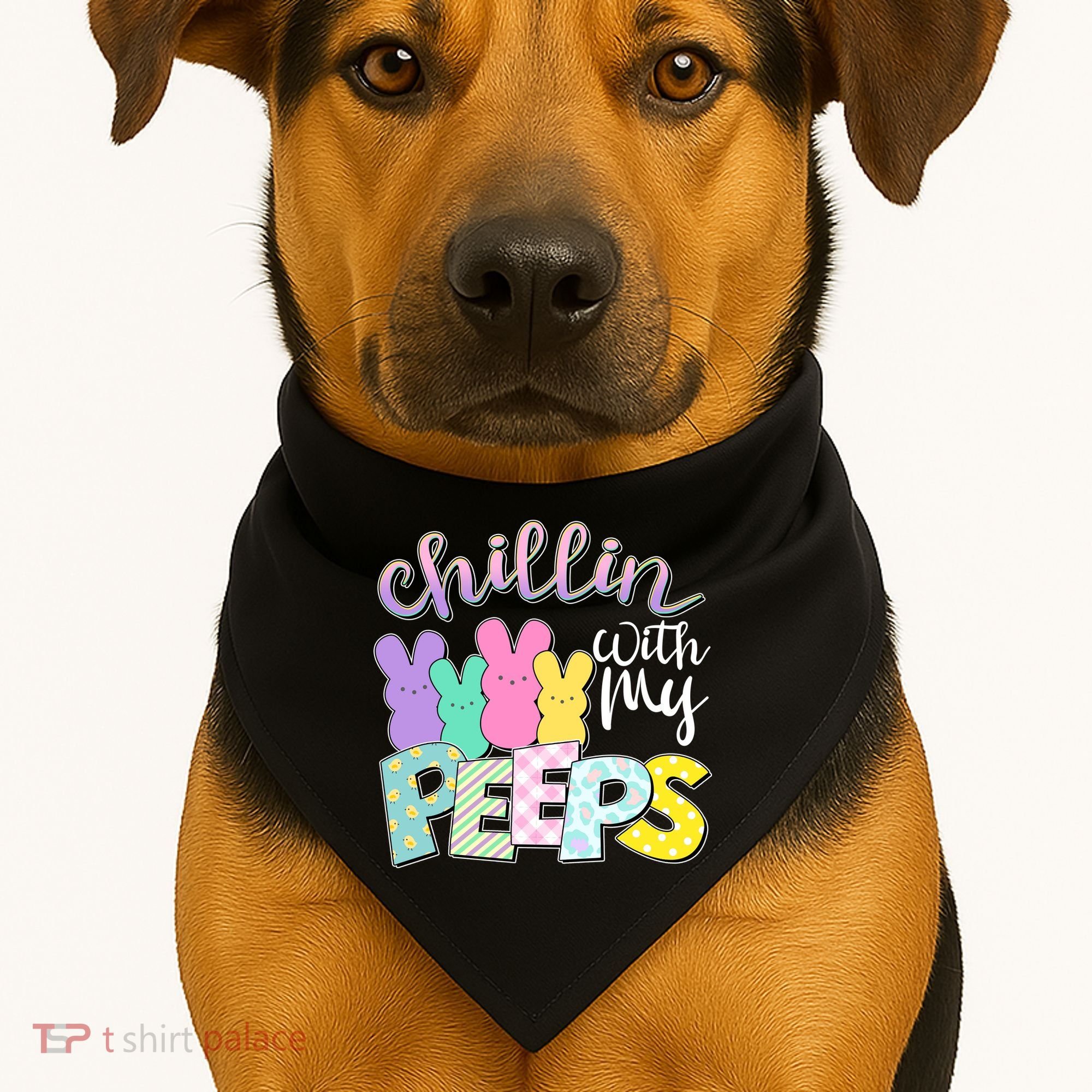 Cute Easter Chillin With My Peeps Candy Bunnies USA-Made Doggie Bandana