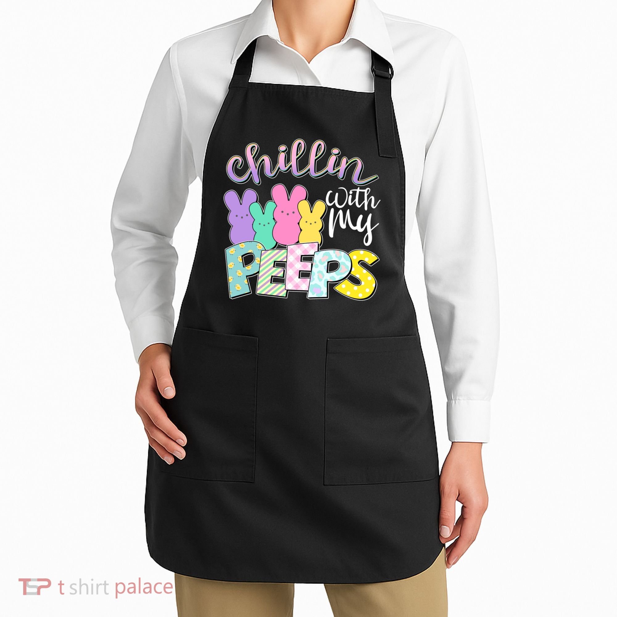 Cute Easter Chillin With My Peeps Candy Bunnies Apron
