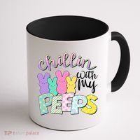 Cute Easter Chillin With My Peeps Candy Bunnies Coffee Mug thumb 1