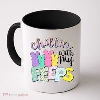 Cute Easter Chillin With My Peeps Candy Bunnies Coffee Mug thumb 0