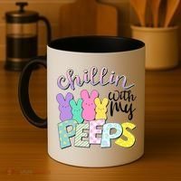 Cute Easter Chillin With My Peeps Candy Bunnies Coffee Mug thumb 4