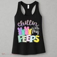 Cute Easter Chillin With My Peeps Candy Bunnies Women's Tank Top thumb 3