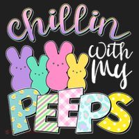 Cute Easter Chillin With My Peeps Candy Bunnies Golf Towel thumb 3
