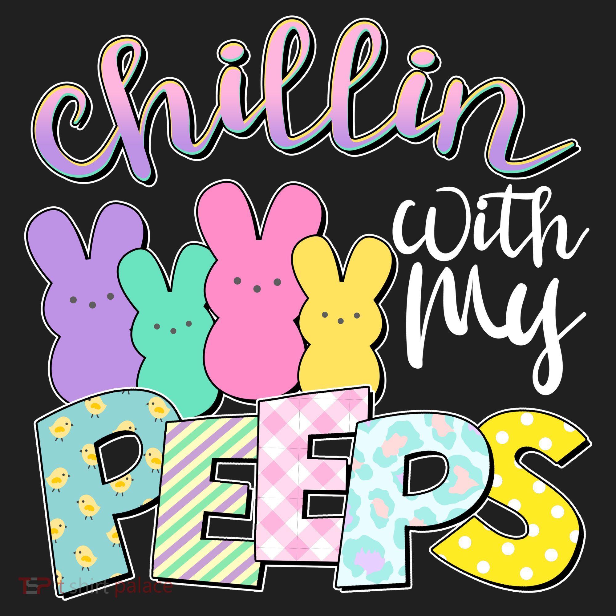 Cute Easter Chillin With My Peeps Candy Bunnies Golf Towel
