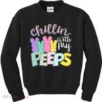 Cute Easter Chillin With My Peeps Candy Bunnies Kids Sweatshirt thumb 0