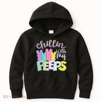 Cute Easter Chillin With My Peeps Candy Bunnies Kids Hoodie thumb 0
