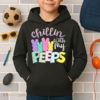 Cute Easter Chillin With My Peeps Candy Bunnies Kids Hoodie thumb 2