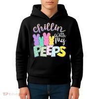Cute Easter Chillin With My Peeps Candy Bunnies Kids Hoodie thumb 4