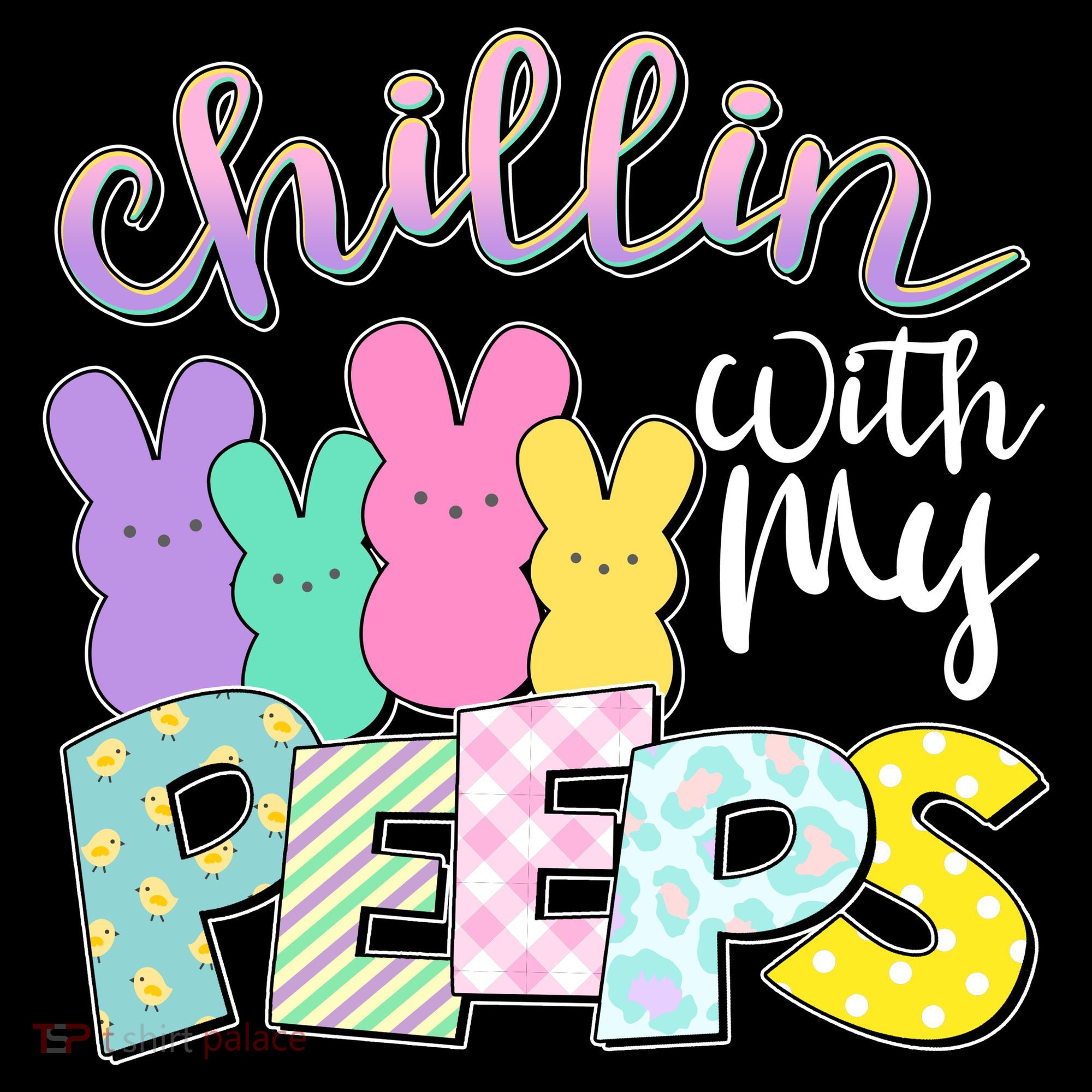Cute Easter Chillin With My Peeps Candy Bunnies Kids Hoodie