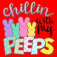 Cute Easter Chillin With My Peeps Candy Bunnies Santa Hat thumb 1