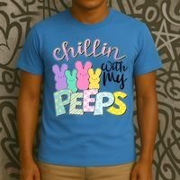 Cute Easter Chillin With My Peeps Candy Bunnies T-Shirt thumb 3